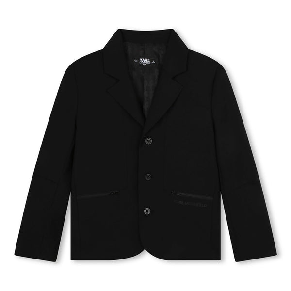 Boys Black Logo Print Blazer