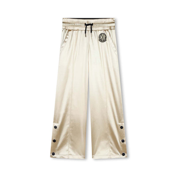 Girls Golden Metallic Satin Wide Trousers