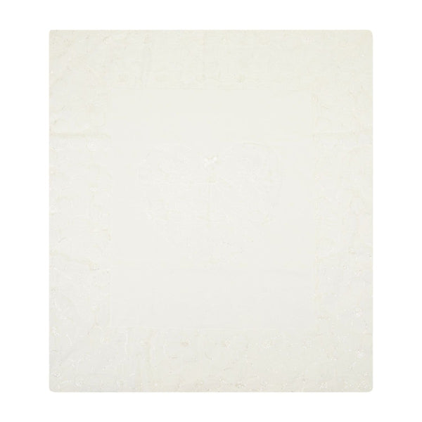 Lace decorated blanket, ecru