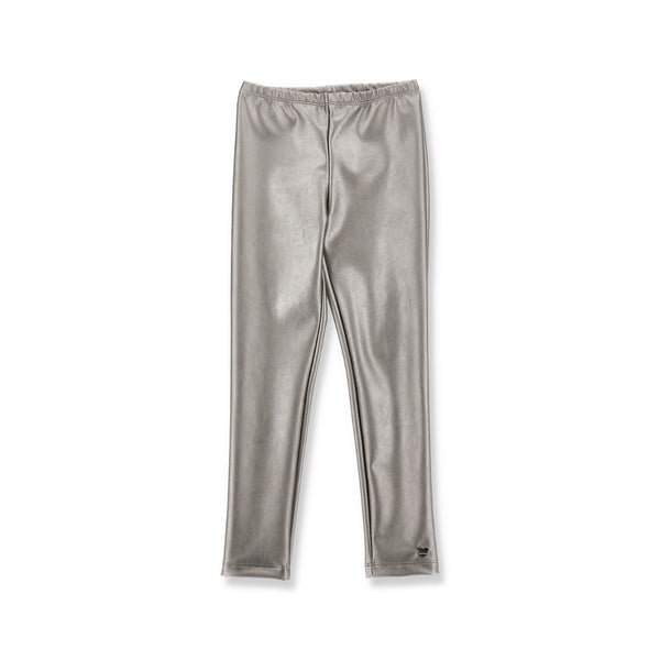 Girls Silver Coated Fabric Stretch Leggings