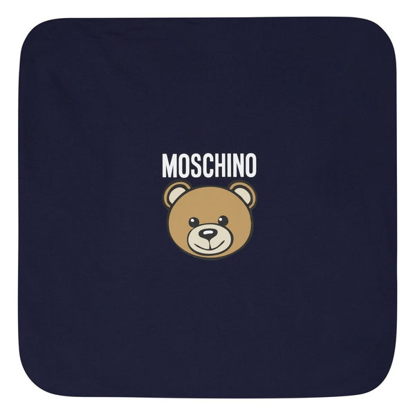 Baby Unisex Blue Teddy Bear Logo-Print Blanket