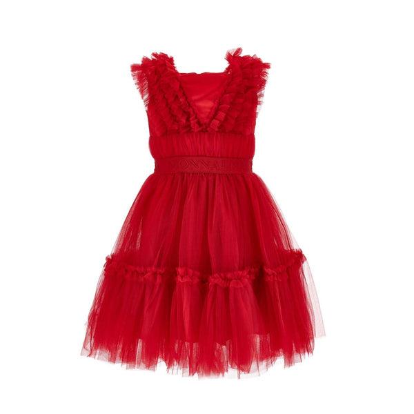 Girls Red Tulle Ruffle Dress