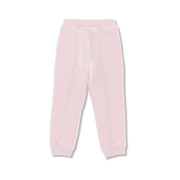 Girls Pink Fleece Joggers With Rhinestones Logo