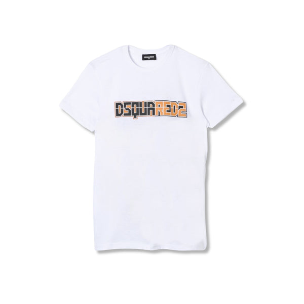 Unisex White Logo-Print Half Sleeves T-Shirt