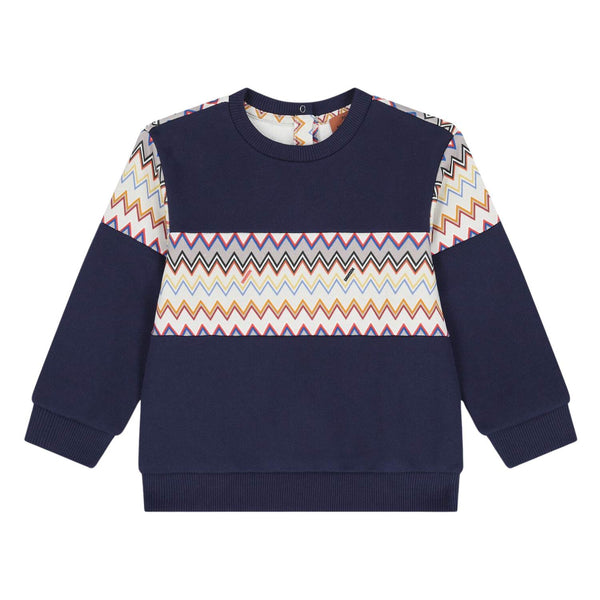 Baby Boys Blue Zig-Zag Embroidery Sweatshirt