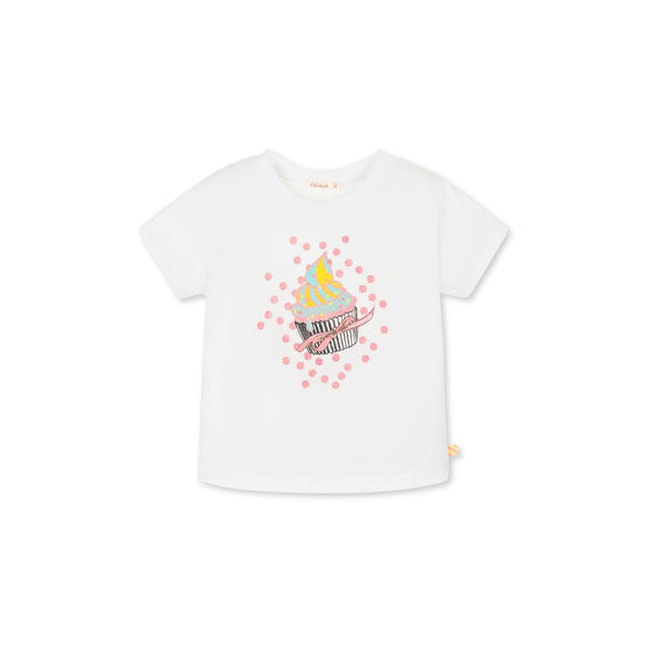 Girls White Cupcake Cotton T-Shirt