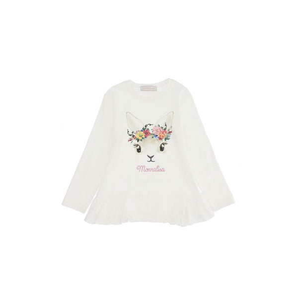Girls Ivory Floral Bunny T-Shirt