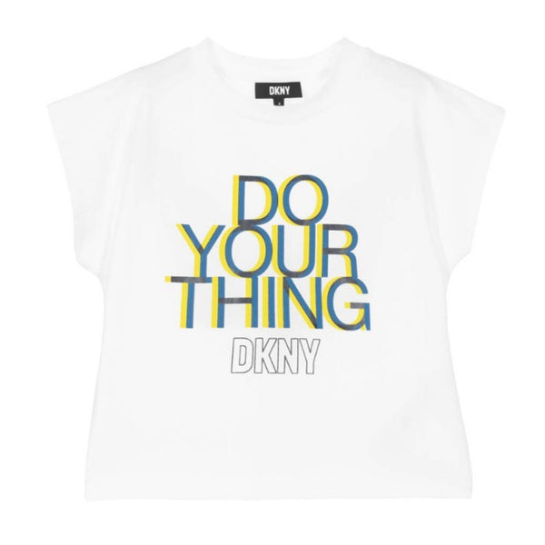 Girls White Cotton Slogan T-Shirt