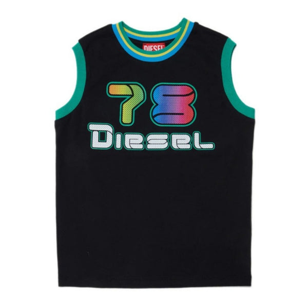 Black Cotton Basketball Tank Top With Logo