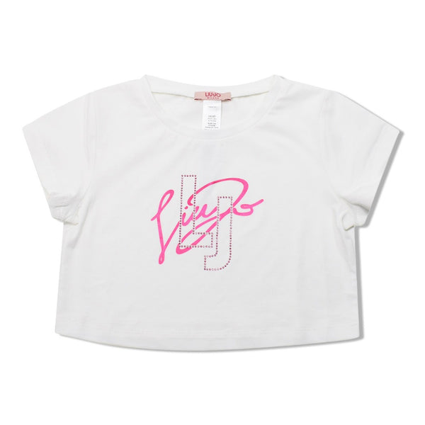 Girls White Gemstones Logo T-Shirt