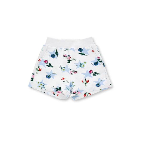 Girls White Fleece Shorts With a Star Print