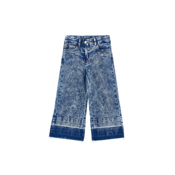 Girls Blue Wide-Leg Denim Jeans