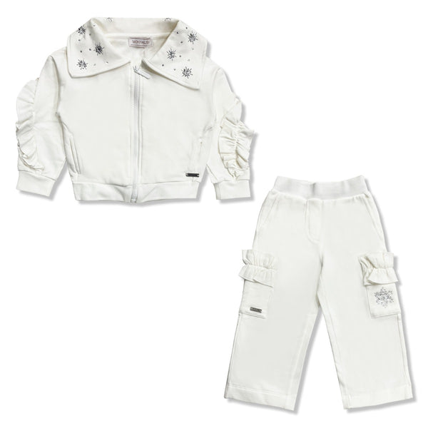 Girls Ivory Rhinestones Tracksuit