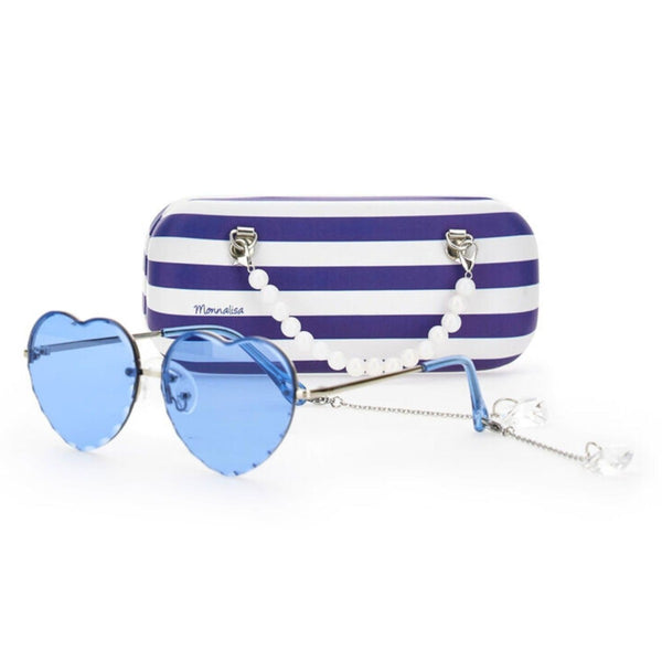 Girls Blue Heart-Shaped Frame Sunglasses