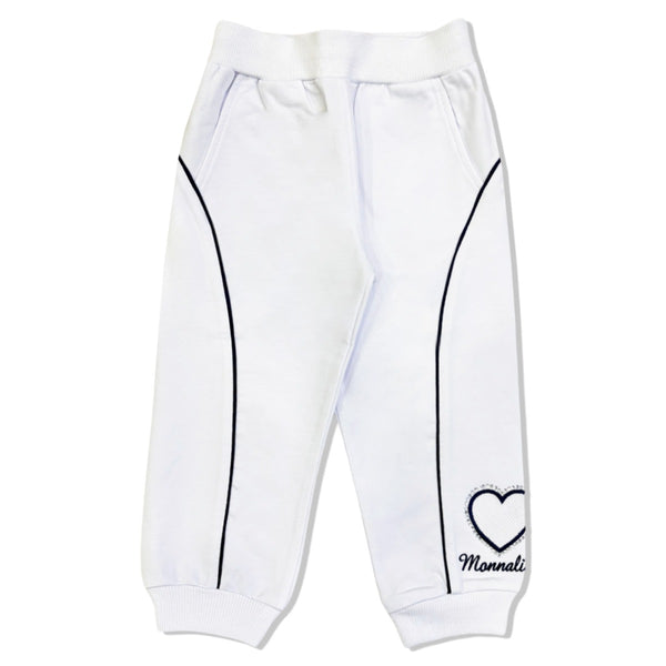 Girls White Two-Tone Trouser With Heart