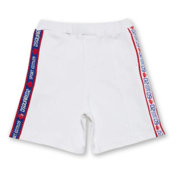 Boys White Logo-Tape Shorts