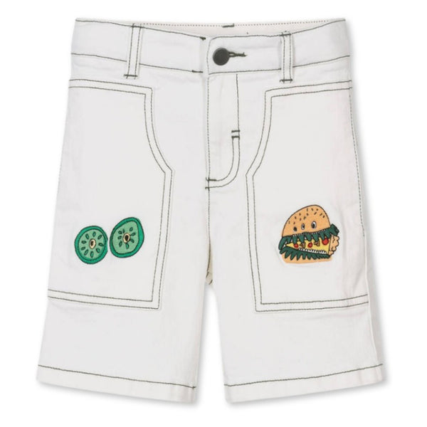Boys Ivory Cotton Twill Burger Shorts