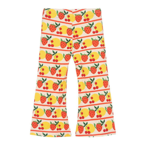 Girls Ivory & Yellow Flared Fruit Leggings