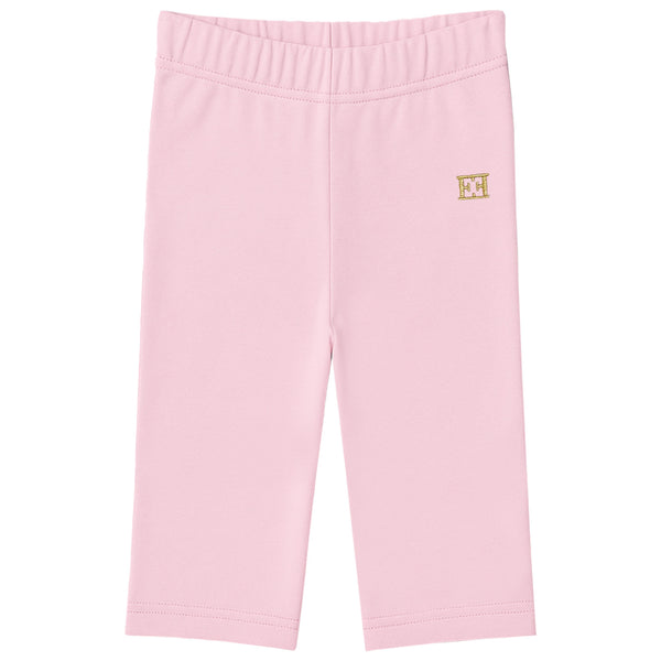 Baby Girls Pink Embroidered-Logo Bell Bottoms Trousers