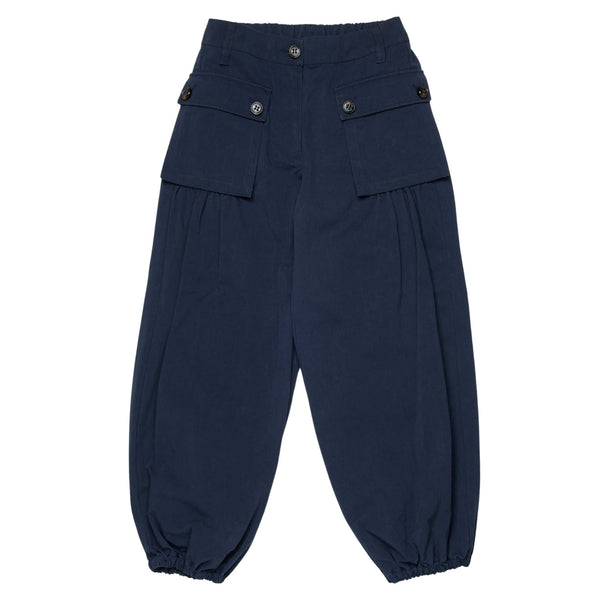 Girls Navy Blue Drill Cargo Pants