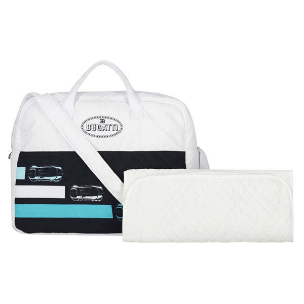 Baby Boys White & Blue Logo Changing Bag