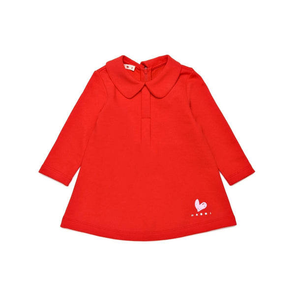 Baby Girls Red Fleece Dress With Collar