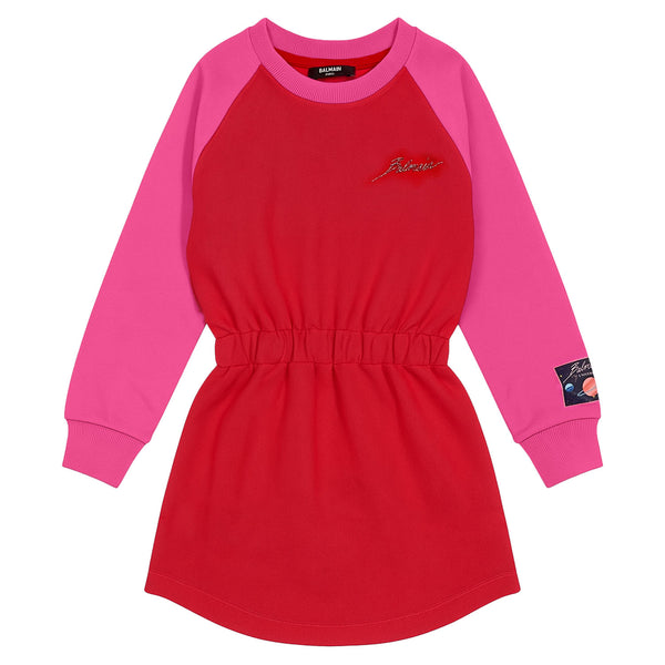 Girls Pink Logo-Knit Dress