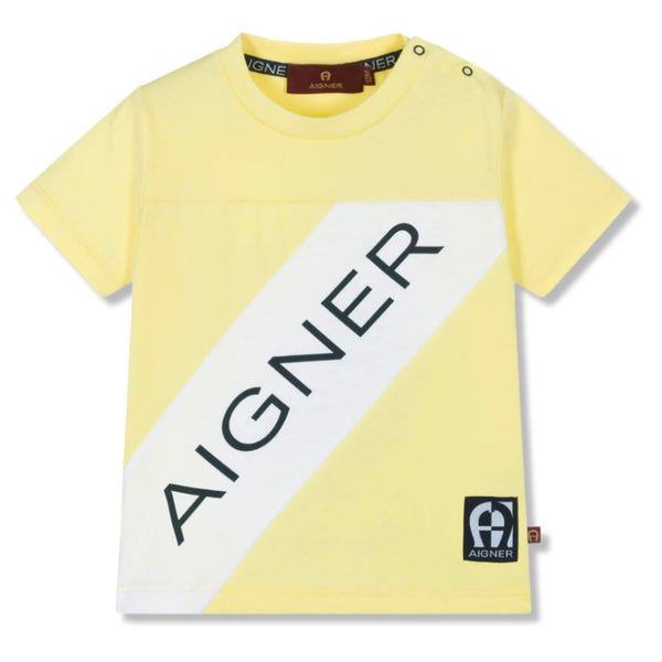 Baby Boys Yellow Logo-Print Cotton T-Shirt