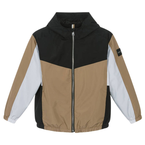Boys Tricolour Hooded Windreaker