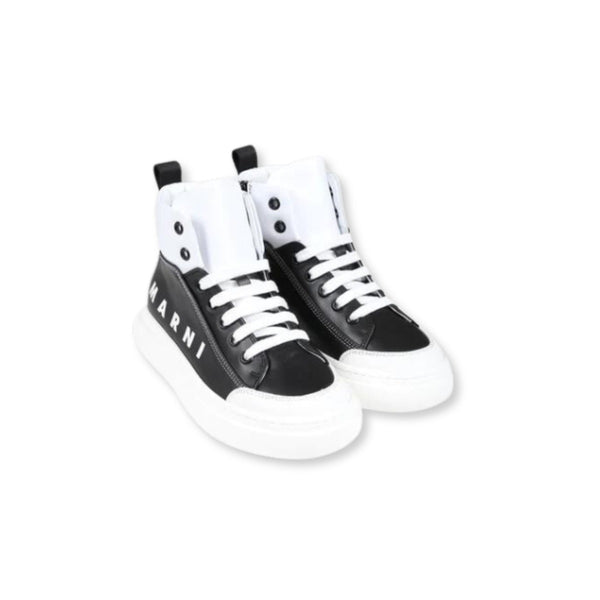 Girls Black Leather Ankle-Length Sneakers