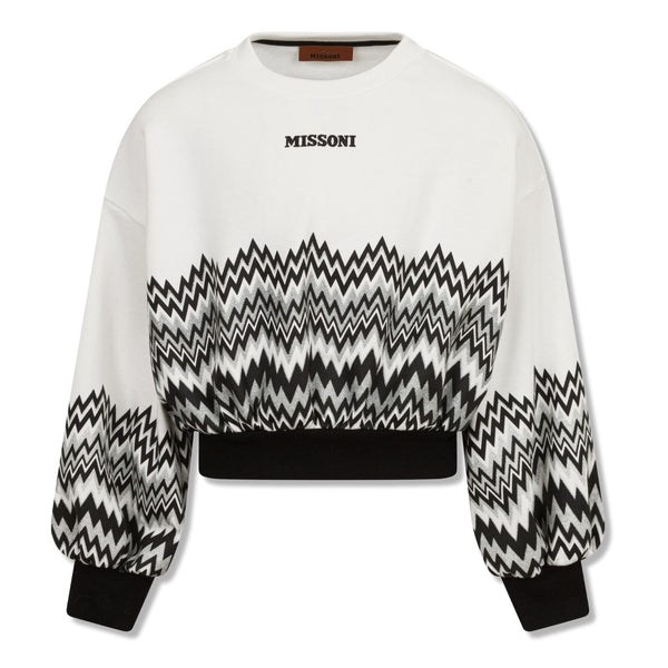 Girls Ivory Zig-Zag Pattern Sweatshirt