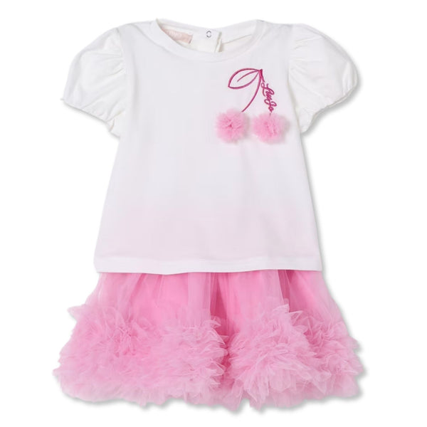 Baby Girls White & Pink Skirt Set