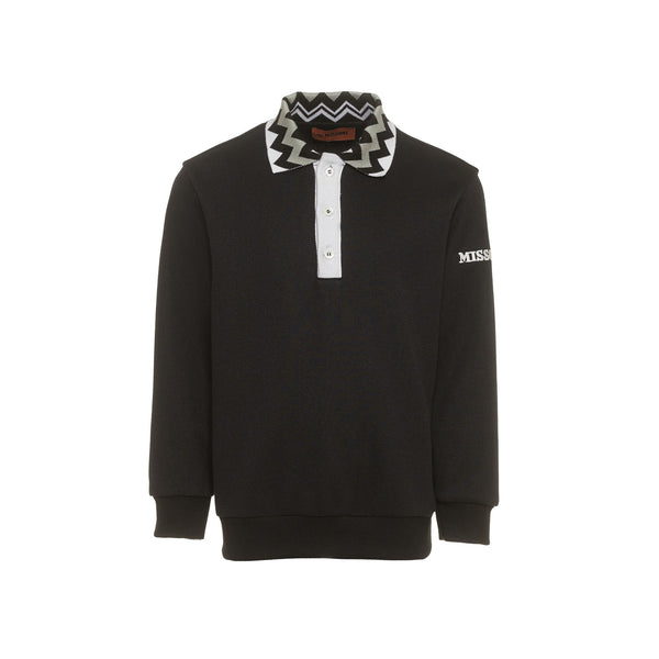 Boys Black Collar Sweatshirt