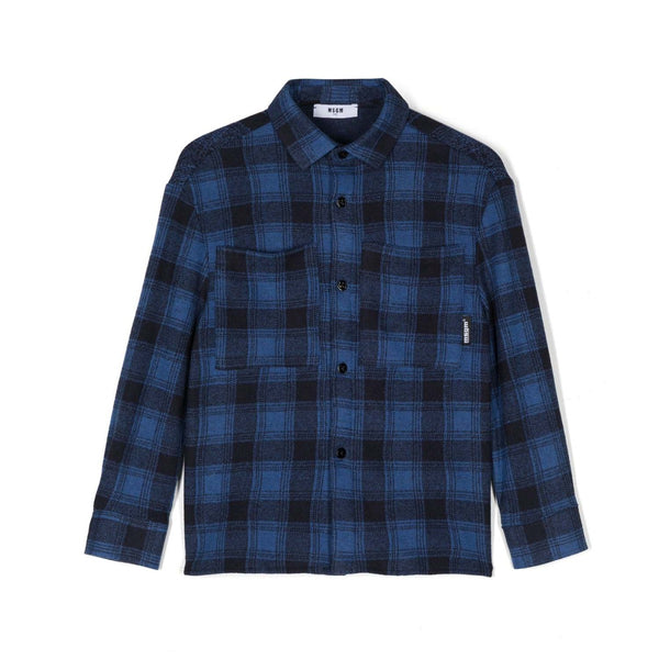Boys Blue Check-Print Shirt
