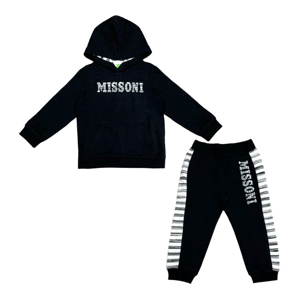 Unisex Black Logo-Patch Tracksuit
