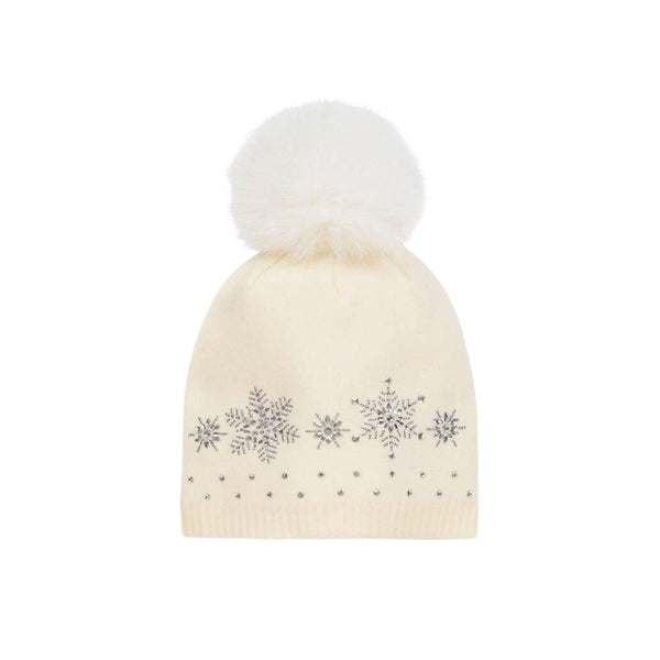 Girls Ivory Pom-Pom Knitted Hat