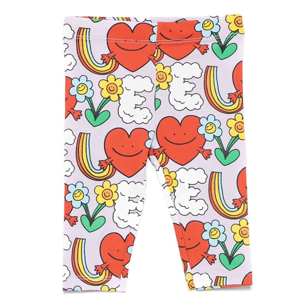 Baby Girls Purple Happy-Heart-Print Leggings