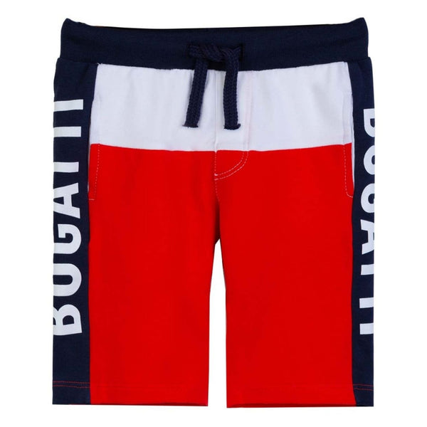 Boys Red Color Block Logo-Print Shorts