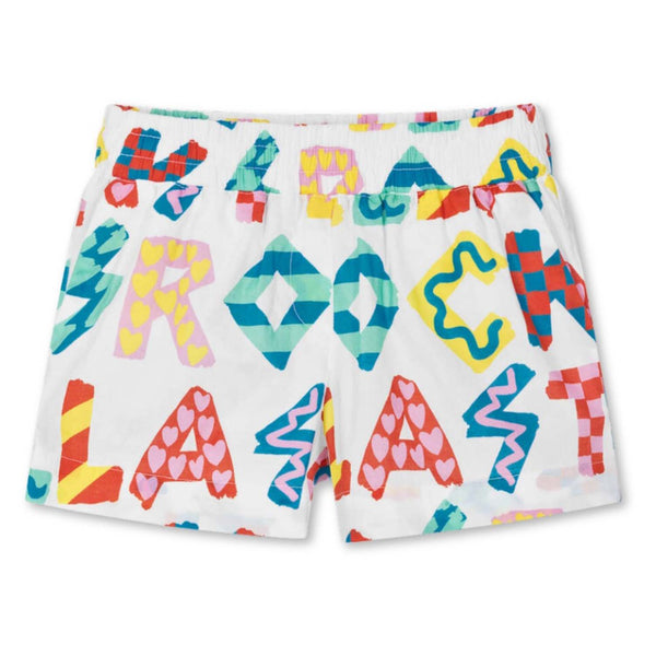 Girls White Cotton Shorts