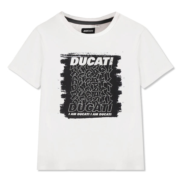 Boys White Cotton Logo T-Shirt