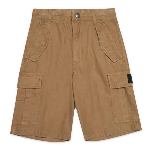 Beige Cargo Pattern Shorts In Multi-Pocket Twill