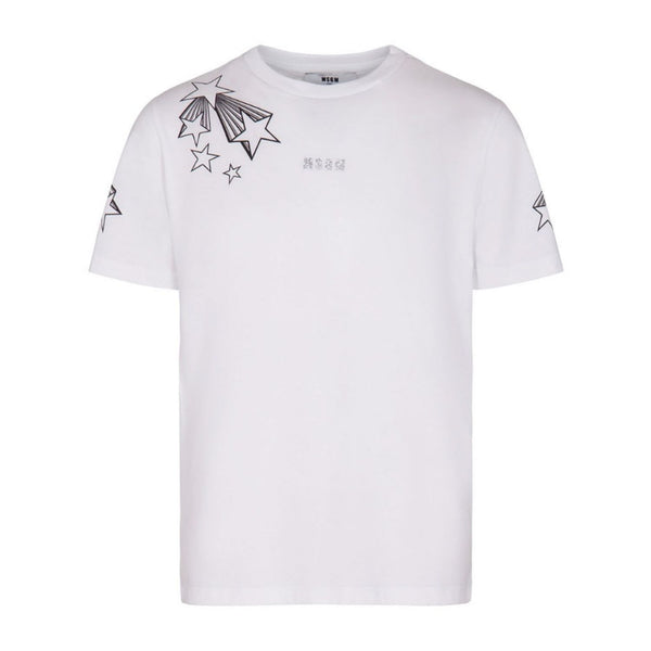 Girls White Logo and Star T-Shirt