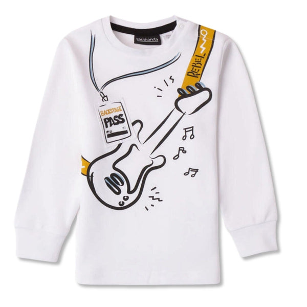 Boys White Guitar-Print Sweatshirts