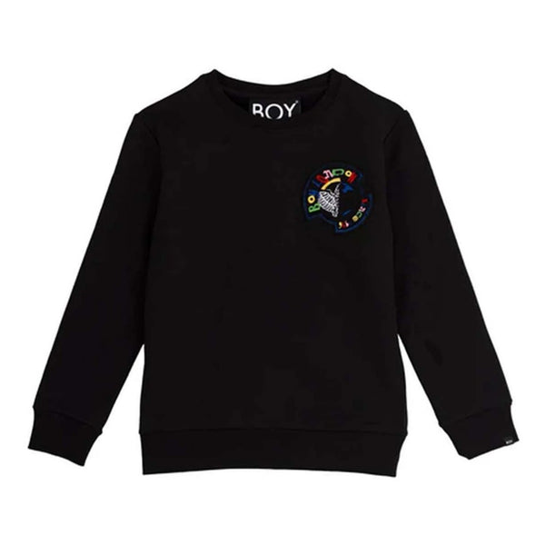 Boy Kids Badge Sweatshirt Black - Unisex