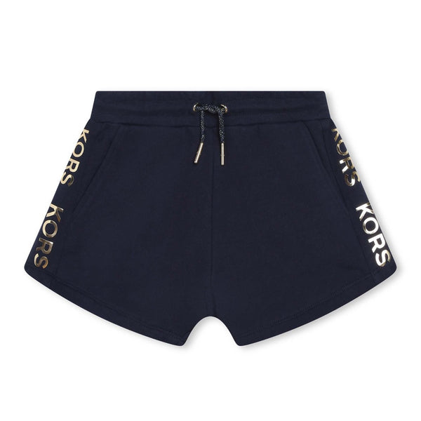 Girls Navy Blue Logo-Lettering Shorts