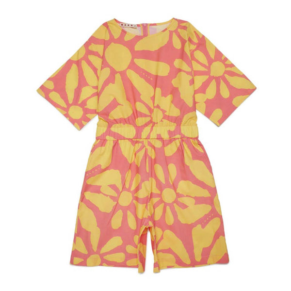 Girls Pink Short Poplin Jumpsuit