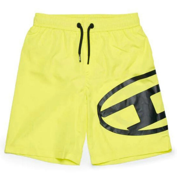 Boys Yellow Logo-Print Swim Shorts