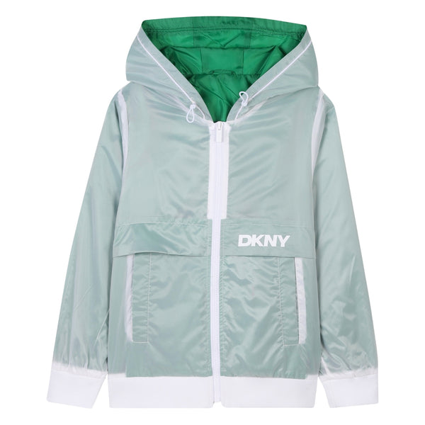Boys White & Green Windbreaker Jacket