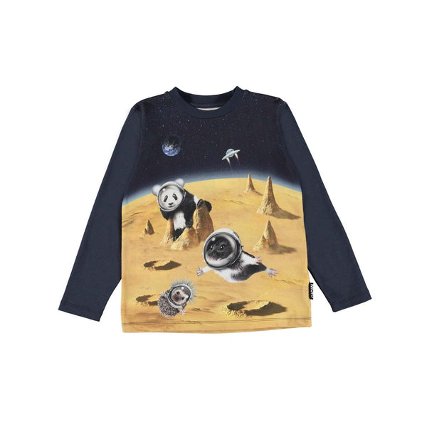 Blue Space Print Full Sleeves T-Shirt