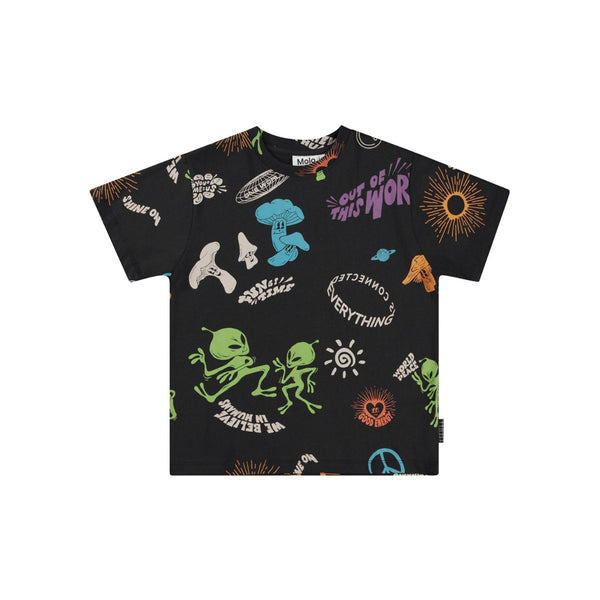 Kids Black Printed Half Sleeves T-shirt